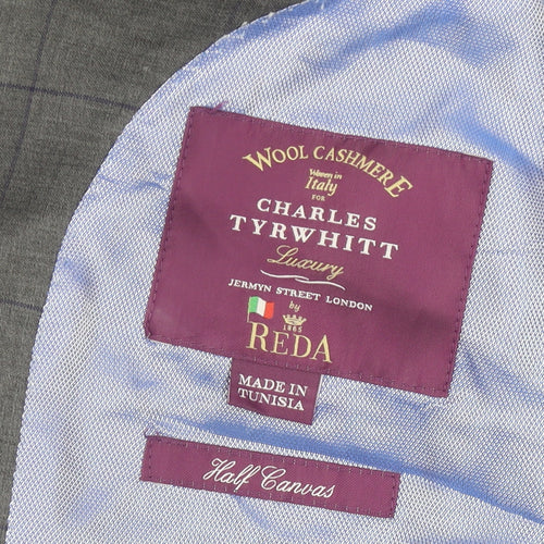 Charles Tyrwhitt Men Grey 36 Blazer Jacket Wool Cashmere Check