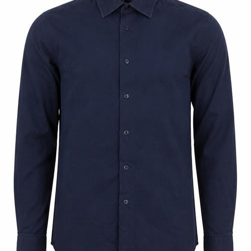 Piazzaitalia Men’s Blue Slim Fit Button-Up Long Sleeve Shirt M