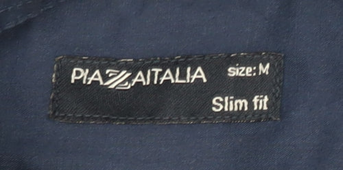 Piazzaitalia Men’s Blue Slim Fit Button-Up Long Sleeve Shirt M