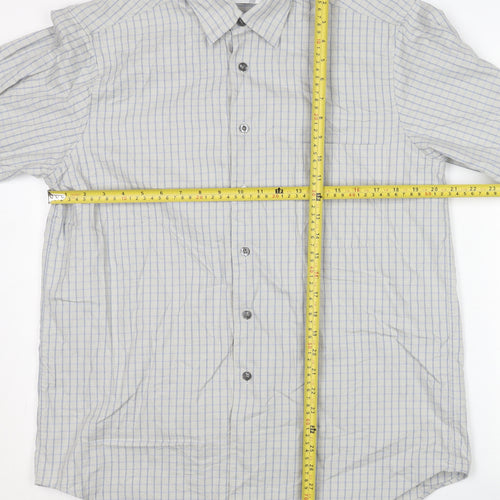 Van Heusen Men’s Grey Checked Cotton Long Sleeve Button-Up Shirt M
