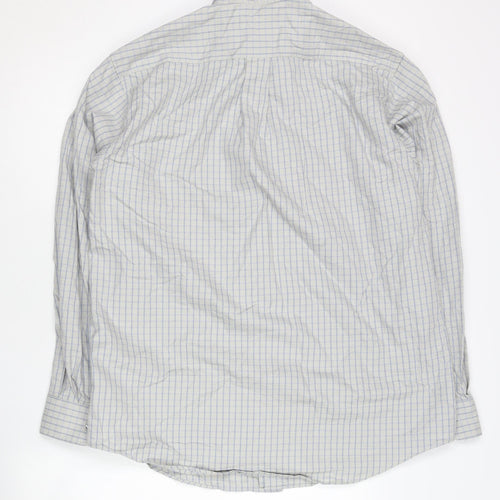 Van Heusen Men’s Grey Checked Cotton Long Sleeve Button-Up Shirt M