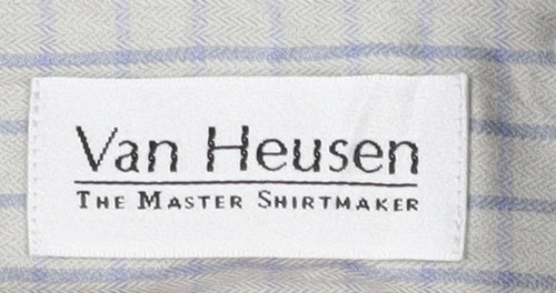 Van Heusen Men’s Grey Checked Cotton Long Sleeve Button-Up Shirt M