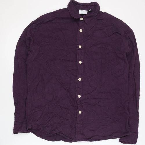ASOS DESIGN Men’s Purple Cotton Button-Up Shirt Size S Regular Fit