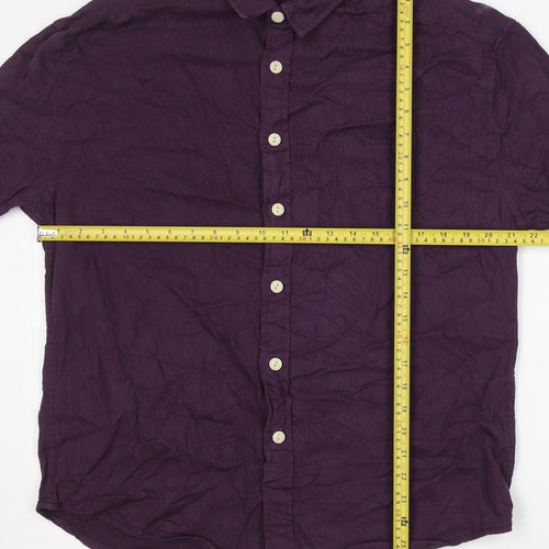 ASOS DESIGN Men’s Purple Cotton Button-Up Shirt Size S Regular Fit