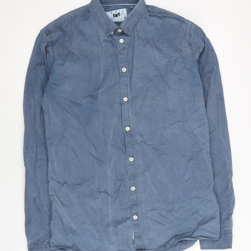 Minimum Men’s Blue Small Winslow Shirt Long Sleeve Cotton Button-Up