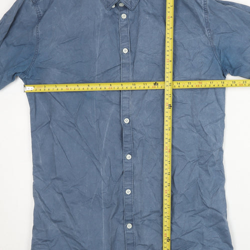 Minimum Men’s Blue Small Winslow Shirt Long Sleeve Cotton Button-Up