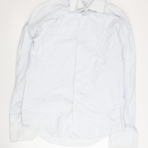 Next Men's Blue Check Cotton Slim Fit Formal Shirt 16in Collar