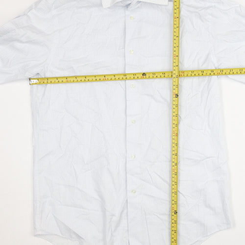 Next Men's Blue Check Cotton Slim Fit Formal Shirt 16in Collar