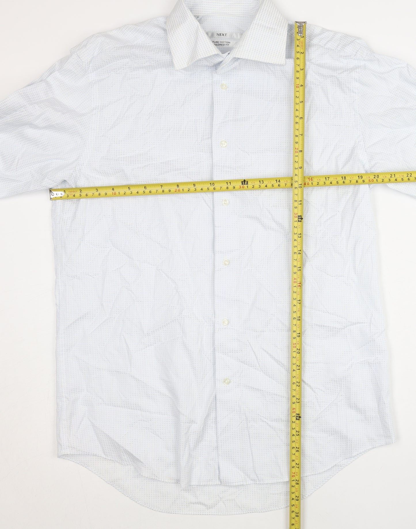 Next Men's Blue Check Cotton Slim Fit Formal Shirt 16in Collar