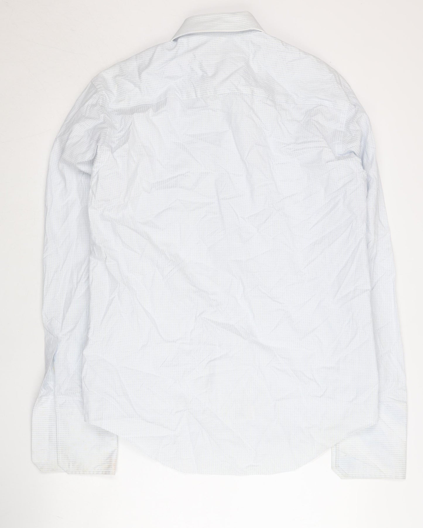 Next Men's Blue Check Cotton Slim Fit Formal Shirt 16in Collar