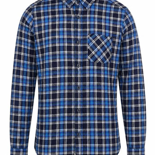 Drift King Men's Blue Plaid Cotton Long Sleeve Button-Up Shirt Size S