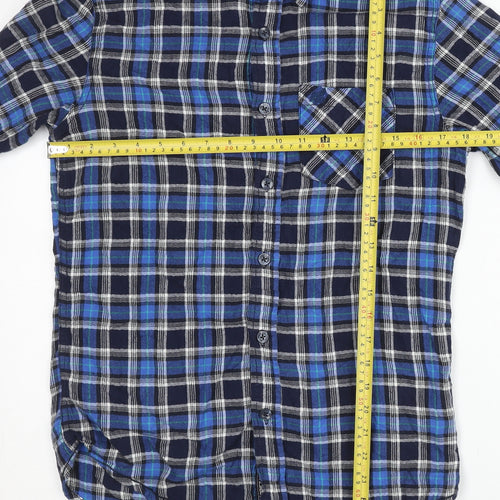 Drift King Men's Blue Plaid Cotton Long Sleeve Button-Up Shirt Size S