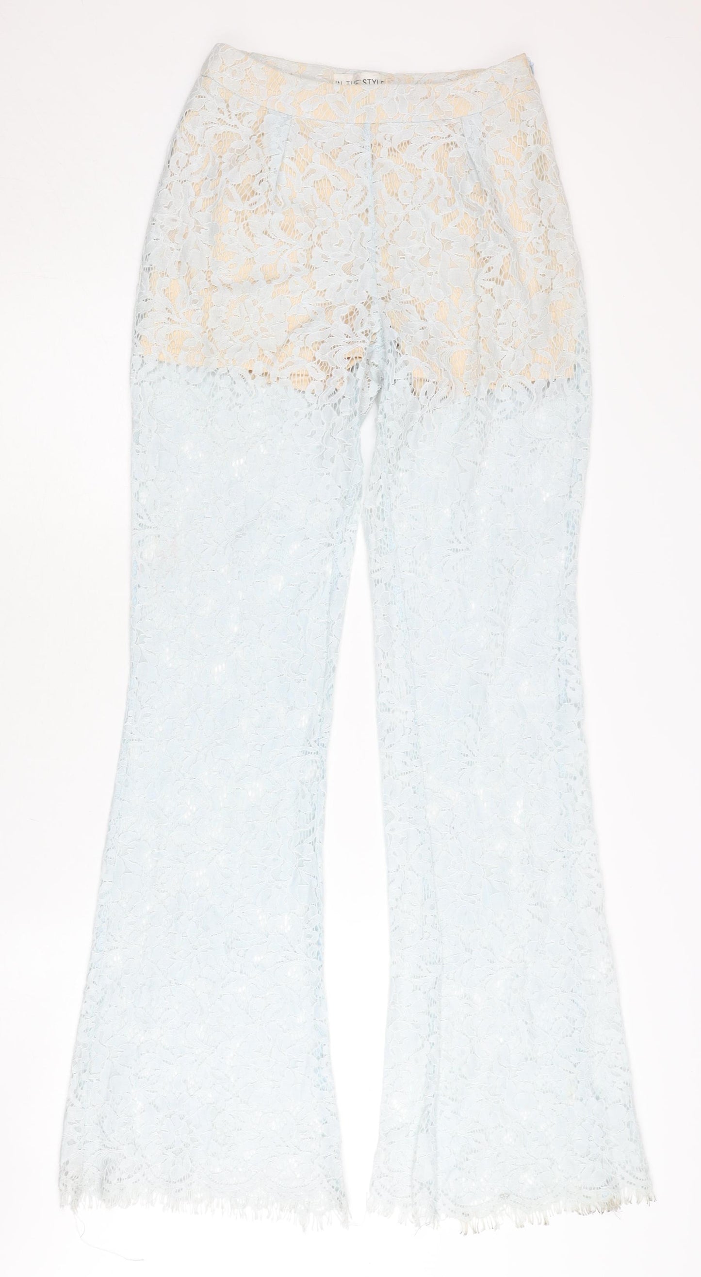 In The Style Womens Blue Lace Flared Dress Pants Size 6