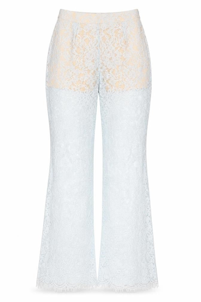 In The Style Womens Blue Lace Flared Dress Pants Size 6