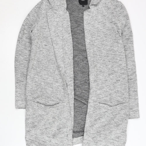 Next Women Grey Coatigan Size 8 Long Sleeve Open Knit Casual