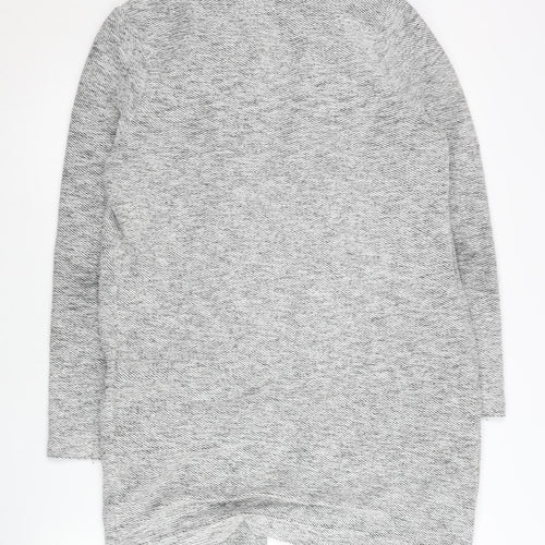 Next Women Grey Coatigan Size 8 Long Sleeve Open Knit Casual