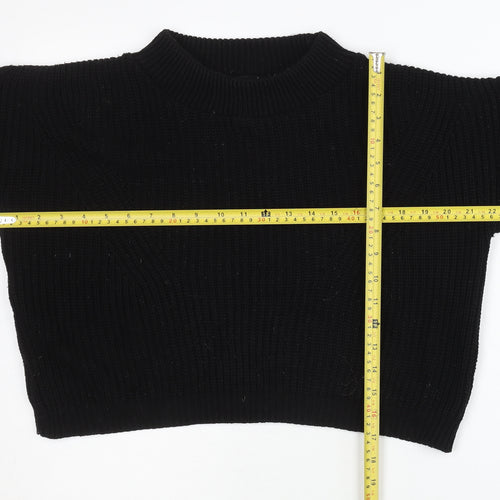 Boohoo Women Black Mock Neck Chunky Knit Pullover Jumper Size S