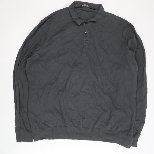 Very Man Mens Black 3XL Cotton Nylon Henley Jumper Long Sleeve