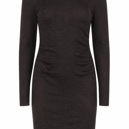 Mango Women Brown Bodycon Mini Dress Size 8 Long Sleeve Ruched