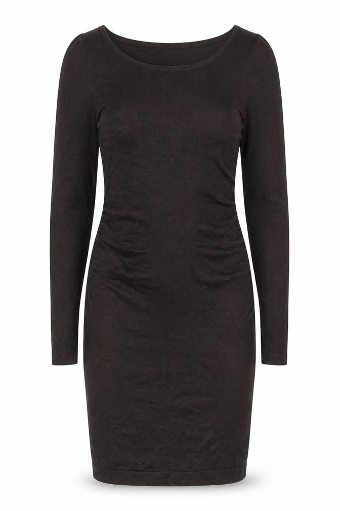 Mango Women Brown Bodycon Mini Dress Size 8 Long Sleeve Ruched