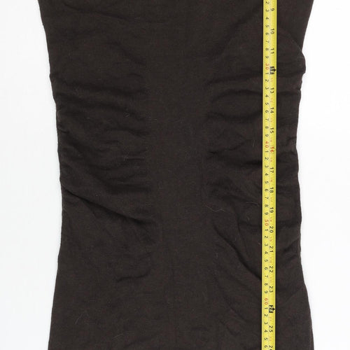 Mango Women Brown Bodycon Mini Dress Size 8 Long Sleeve Ruched