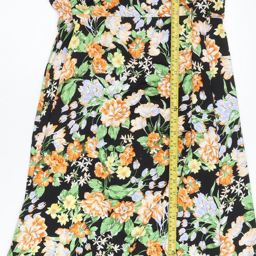 Miss Selfridge Women’s Multicoloured Floral Wrap Midi Dress Size 12