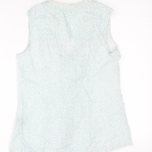 Boden Women's Blue Sleeveless Ruffle Blouse UK 8 Cotton Tunic Top