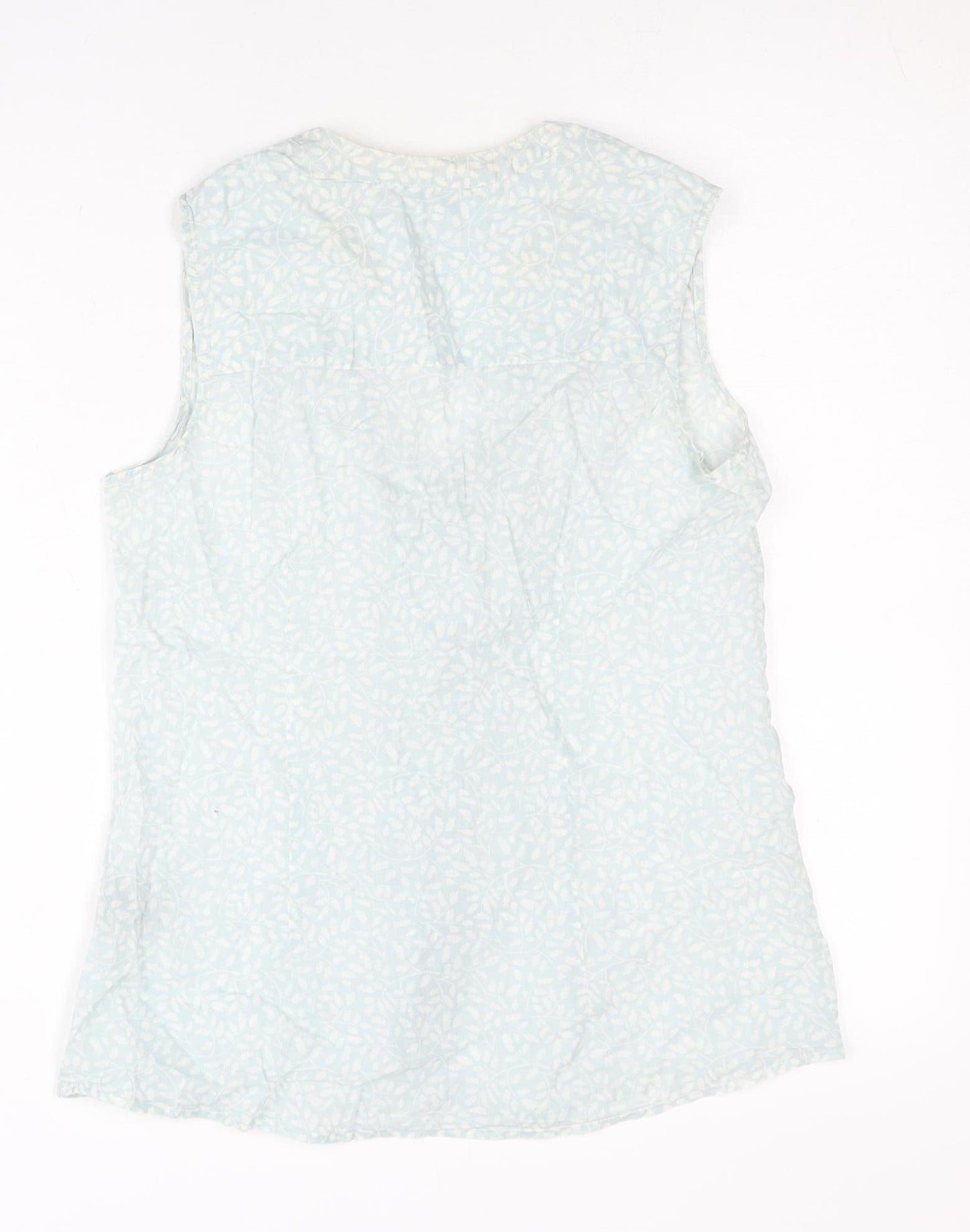 Boden Women's Blue Sleeveless Ruffle Blouse UK 8 Cotton Tunic Top