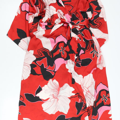 Zara Women’s Red Floral A-Line Knee Length Dress Size 12