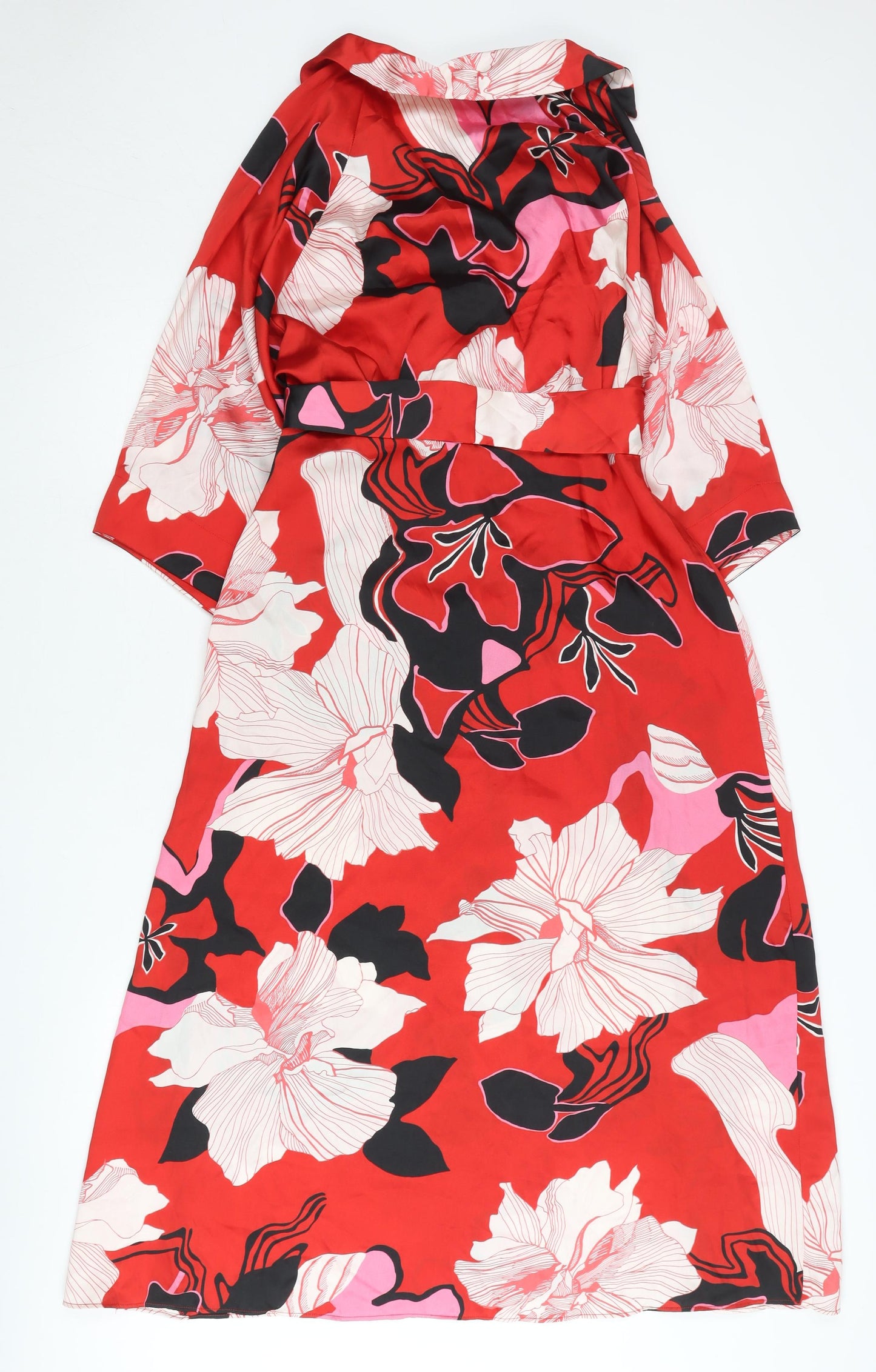 Zara Women’s Red Floral A-Line Knee Length Dress Size 12