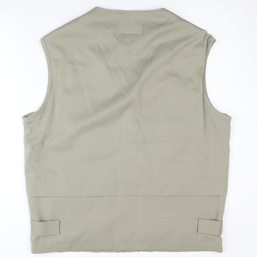Bo Shi Te Men's Beige Waistcoat L Cotton Outdoor Multi Pocket