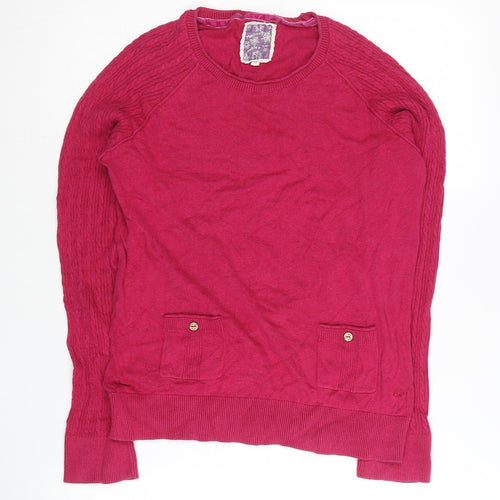 Mantaray Womens Pink Cable-Knit Pullover Jumper Size 10