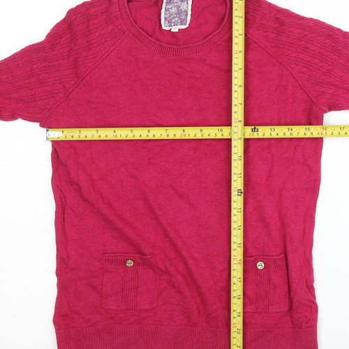 Mantaray Womens Pink Cable-Knit Pullover Jumper Size 10