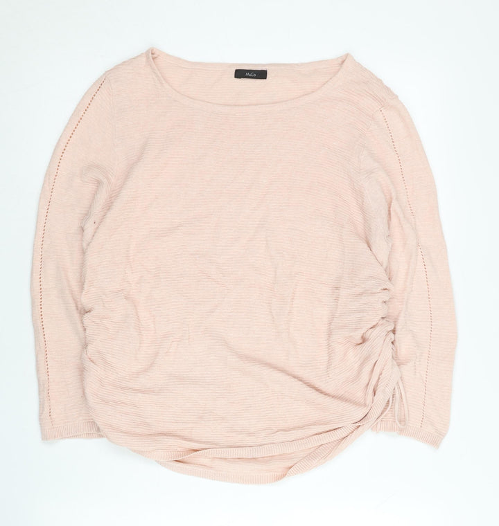 M&Co Women’s Pink Size 14 Pullover Jumper Scoop Neck Long Sleeve