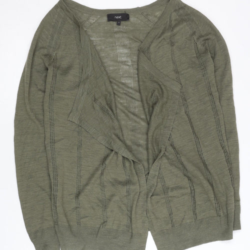 Next Women’s Green Cardigan Size 10 Open Knit Long Sleeve