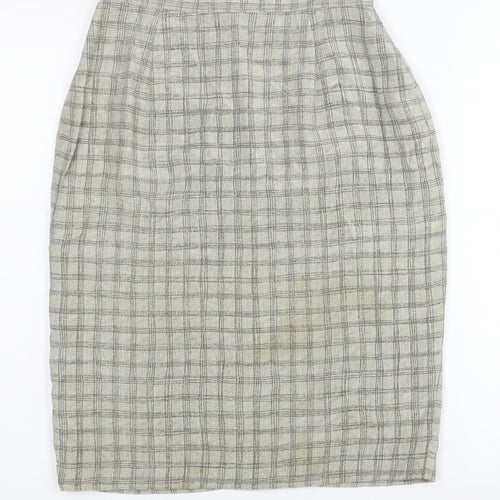August Silk Womens Grey Check Pencil Skirt Size 4 Workwear