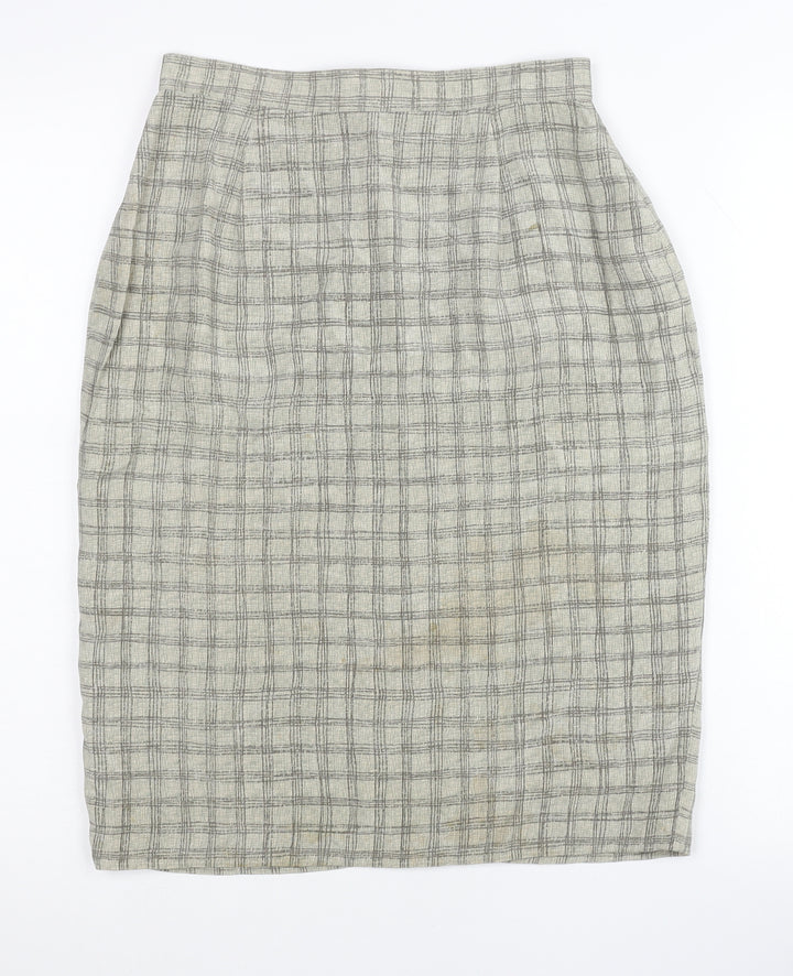 August Silk Womens Grey Check Pencil Skirt Size 4 Workwear