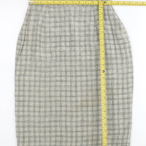 August Silk Womens Grey Check Pencil Skirt Size 4 Workwear