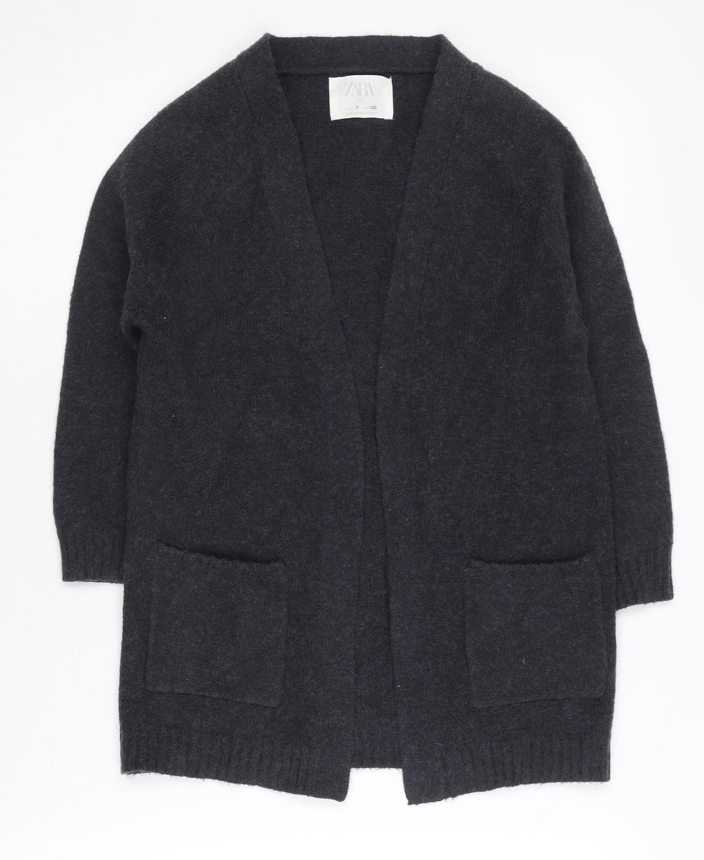 Zara Girls Black Long Sleeve Cardigan Jumper 7 Years Knitwear