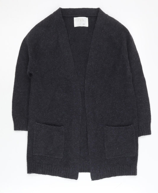 Zara Girls Black Long Sleeve Cardigan Jumper 7 Years Knitwear