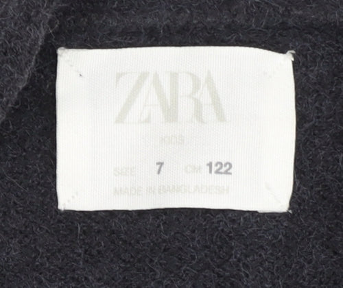 Zara Girls Black Long Sleeve Cardigan Jumper 7 Years Knitwear