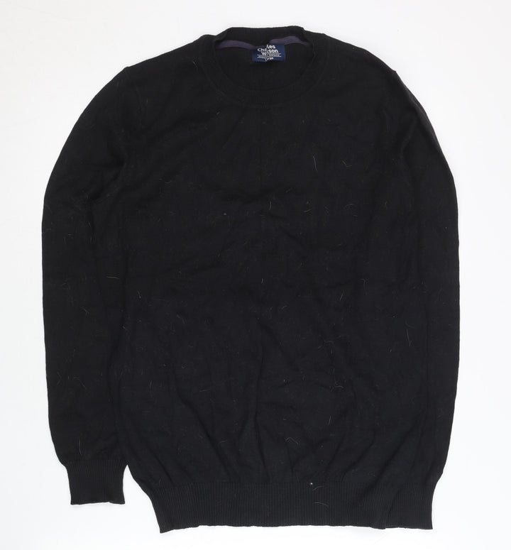 Charles Wilson Men’s Black Cotton Nylon Crew Neck Pullover Jumper Size L