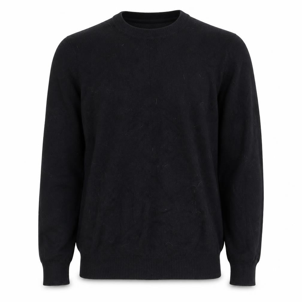 Front view of Charles Wilson Men’s Black Cotton Nylon Crew Neck jumper, size L
