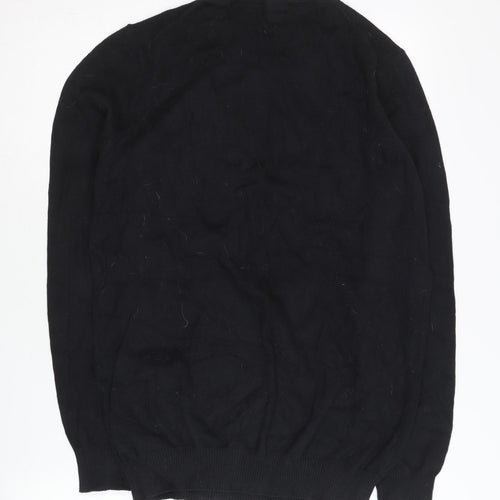 Charles Wilson Men’s Black Cotton Nylon Crew Neck Pullover Jumper Size L