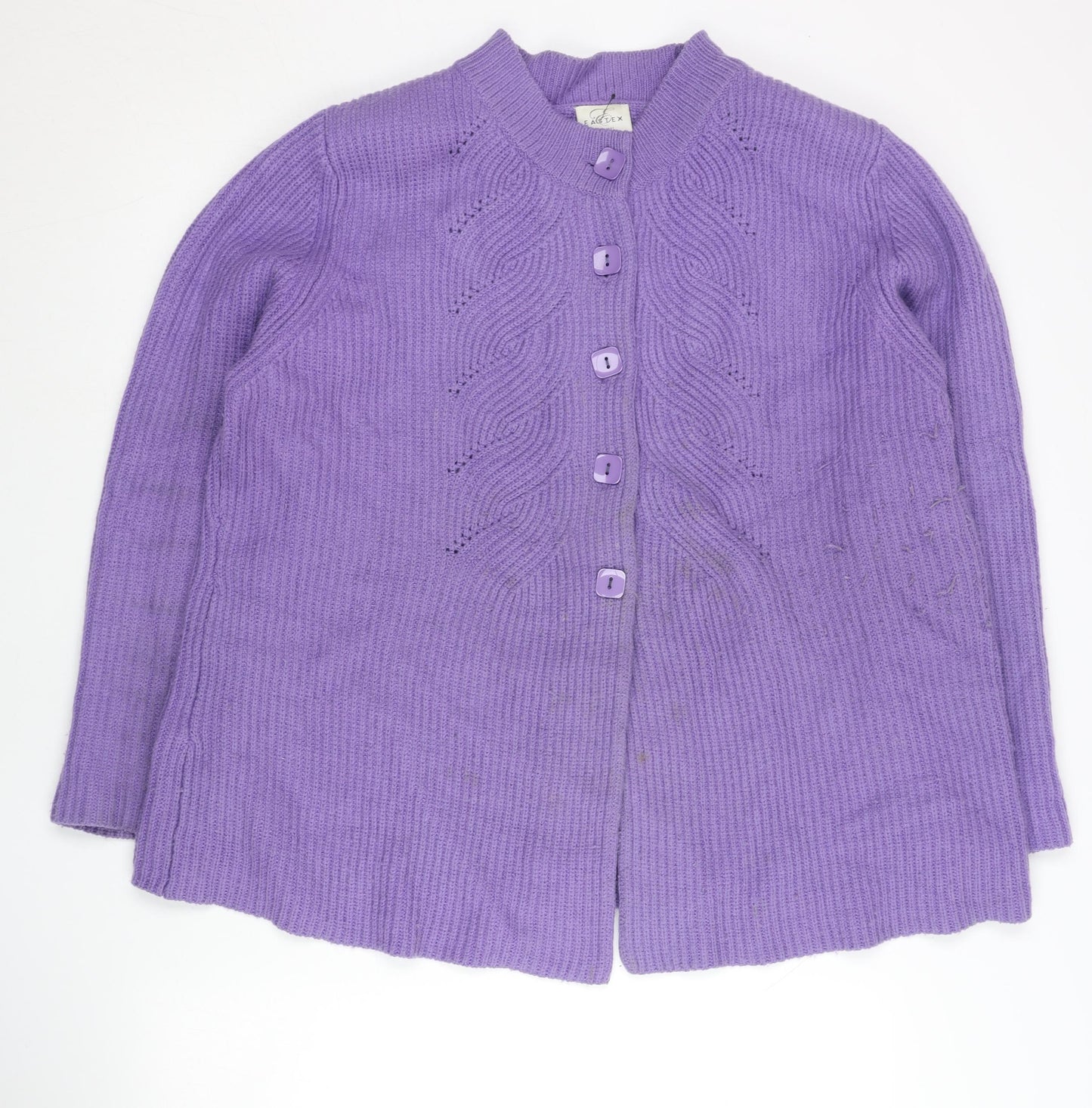 Eastex Womens Purple Cardigan UK 20 Crew Neck Lambswool Blend