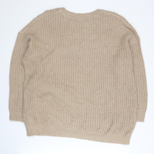New Look Women’s Beige Chunky Knit Pullover Jumper M