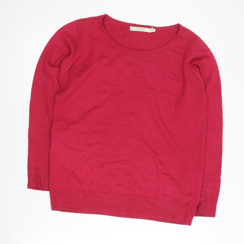 EWM Womens Red Acrylic Pullover Jumper Size S 10-12 Scoop Neck