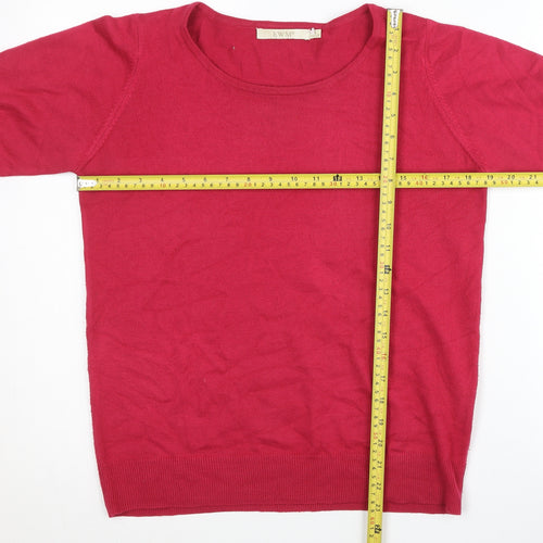 EWM Womens Red Acrylic Pullover Jumper Size S 10-12 Scoop Neck