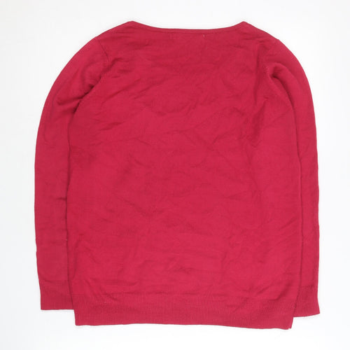 EWM Womens Red Acrylic Pullover Jumper Size S 10-12 Scoop Neck
