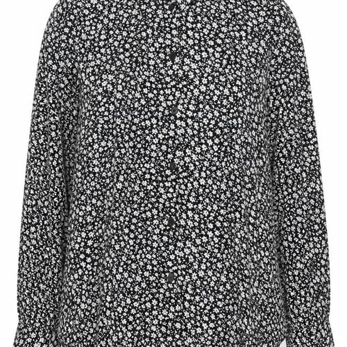 Dorothy Perkins Womens Black Floral Viscose Button-Up Blouse UK 8